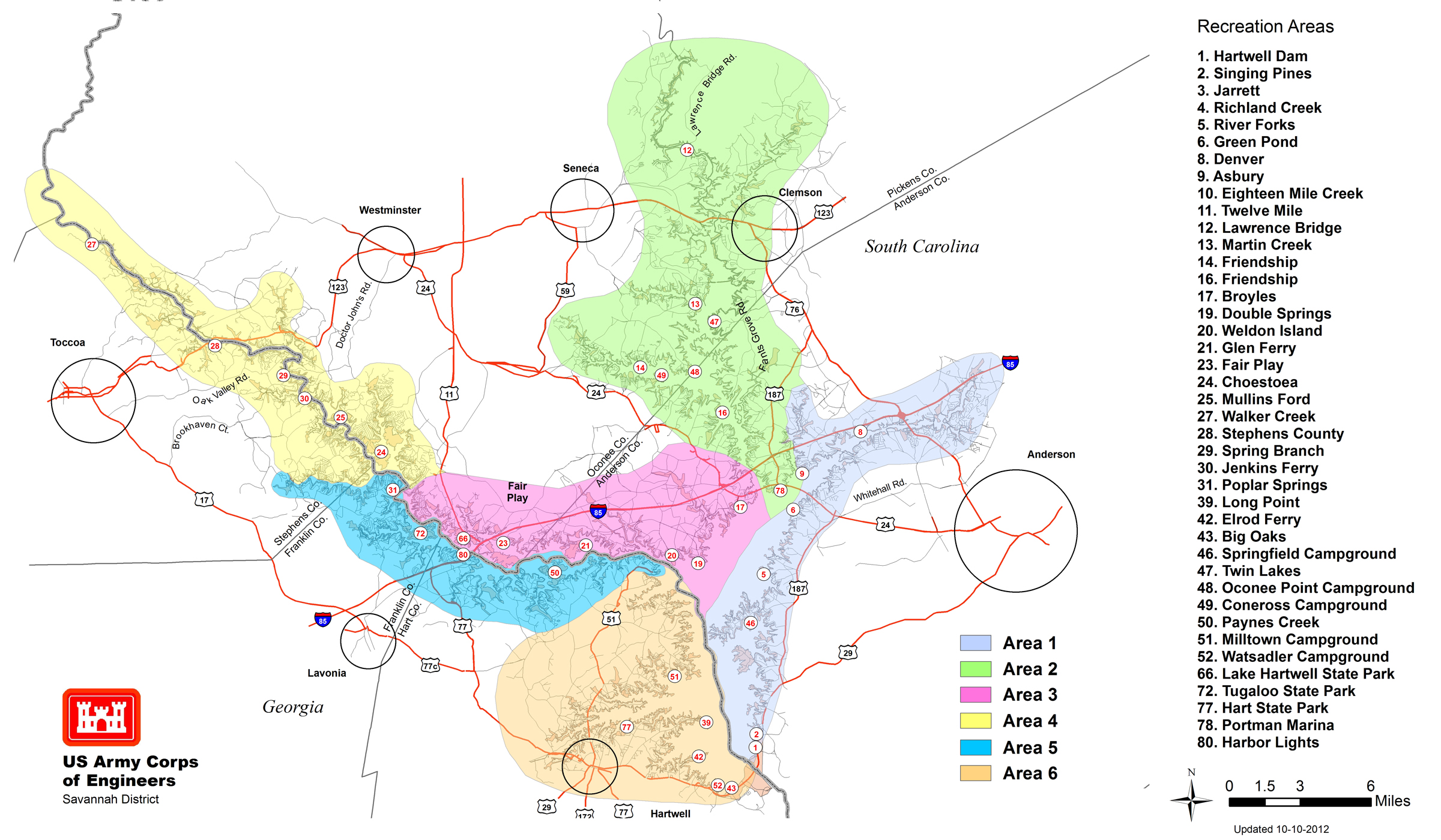 USACE Lake Hartwell Shoreline Areas 